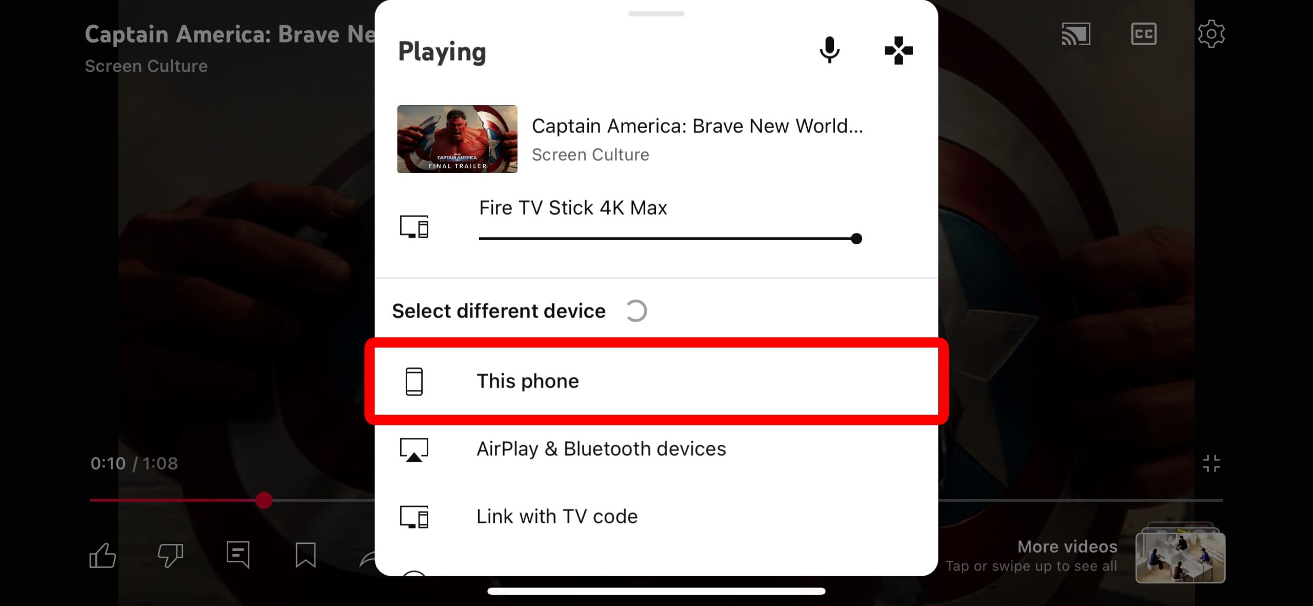 iPhone showing how to disconnect from AirPlay