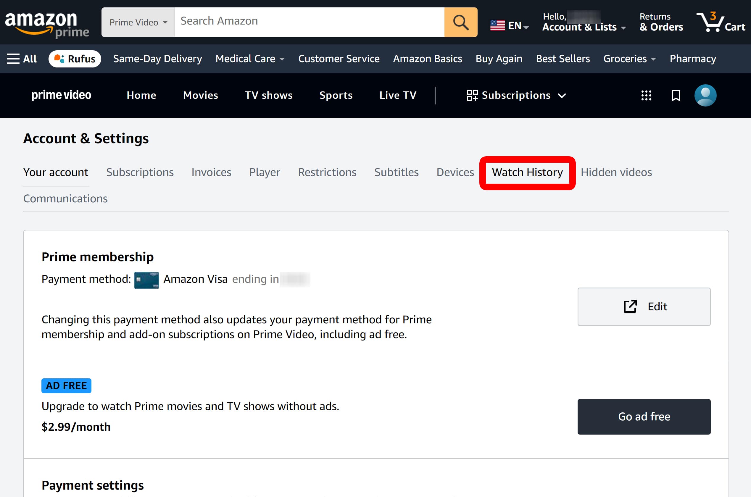 How to Delete Amazon Prime Watch History