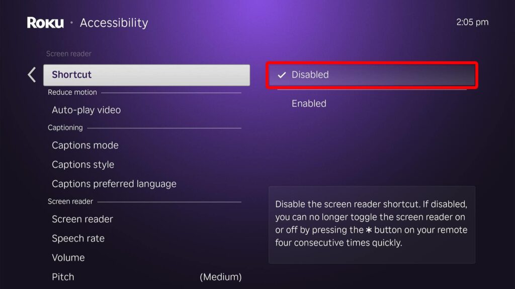 How to Disable Screen Reader Shortcut Roku