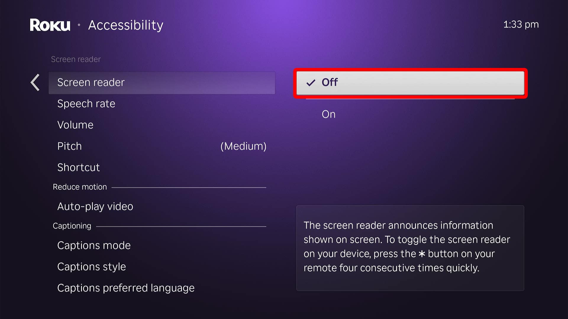 How to Turn Off the Roku Screen Reader Voice through Settings