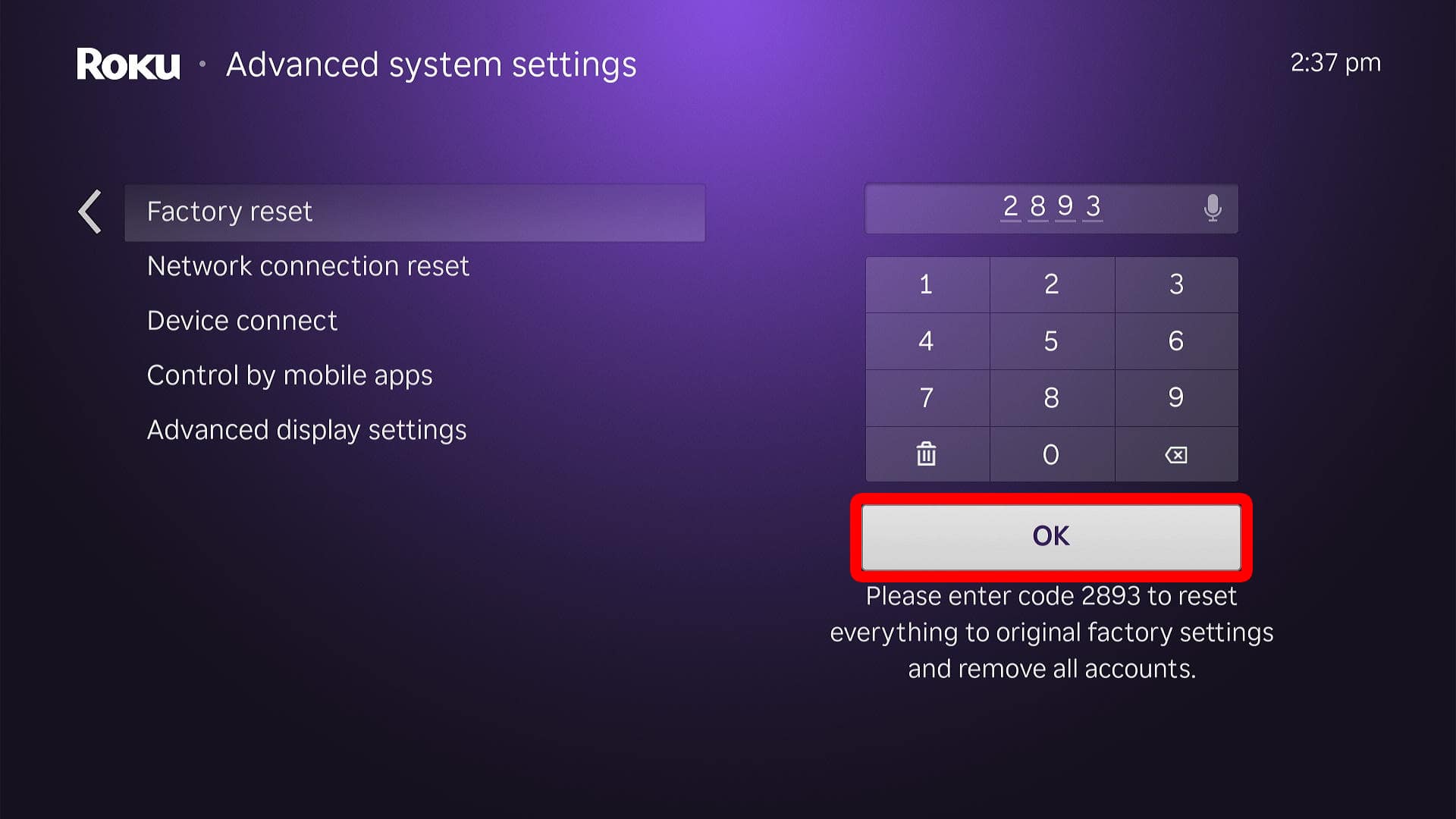 how to change Roku PIN