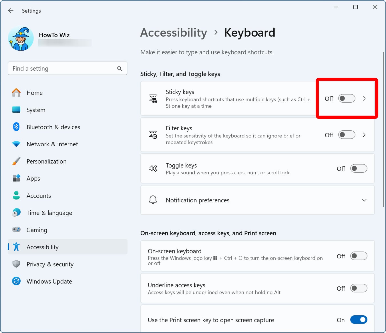 How to Turn Off Sticky Keys in Windows 11