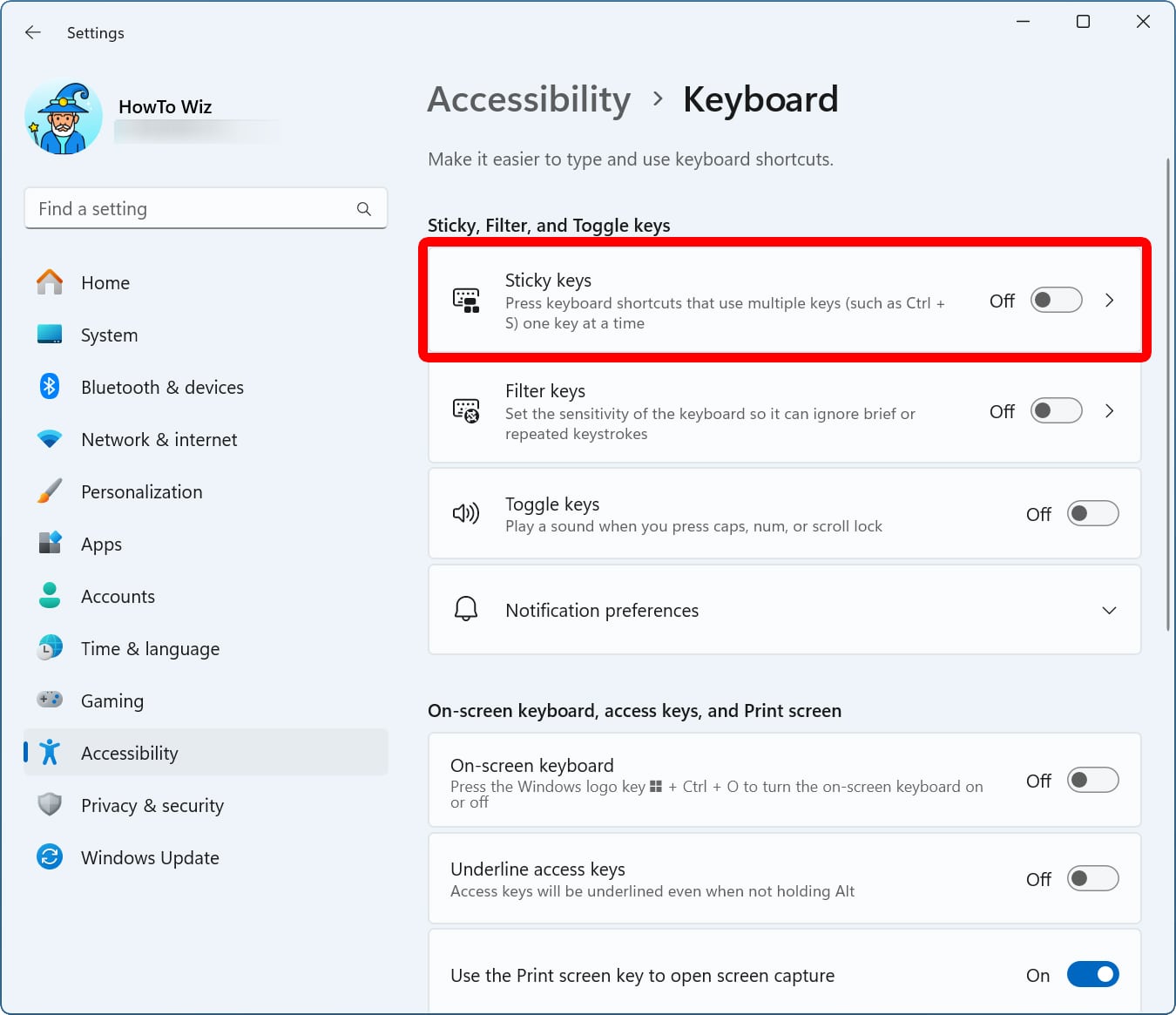 How to Turn Off Sticky Keys in Windows 11