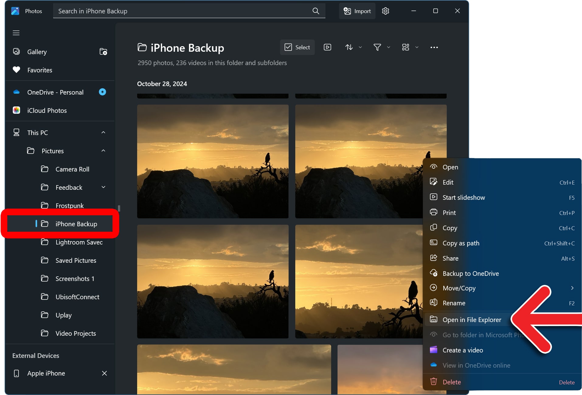 How to find iPhone photos on Windows 