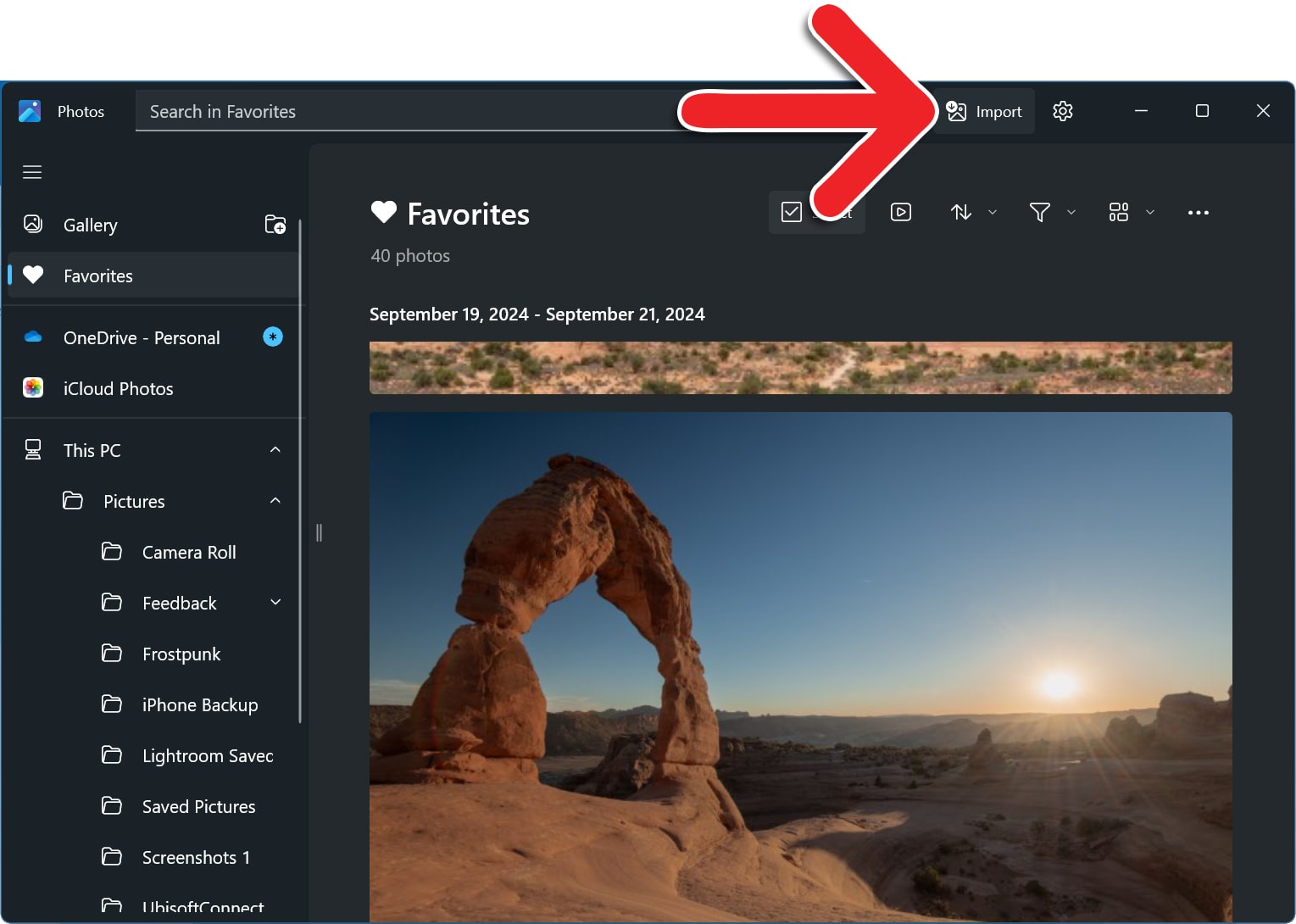 Import Using the Windows Photos App