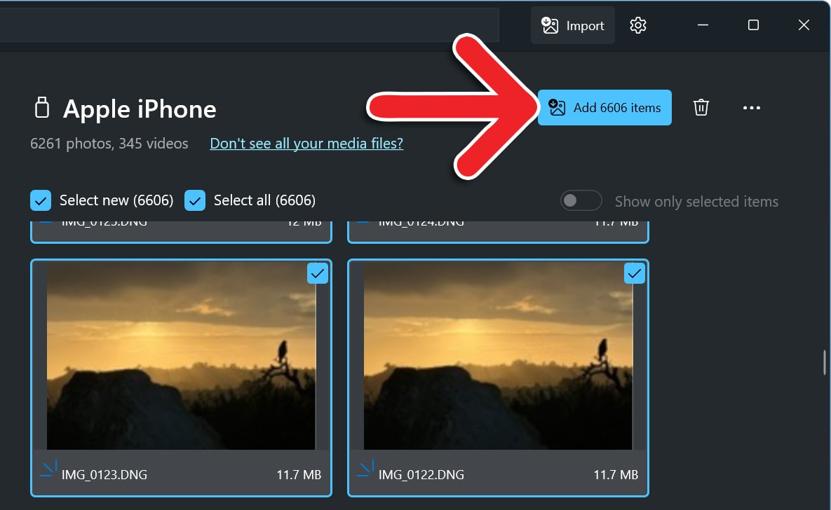 Import Using the Windows Photos App