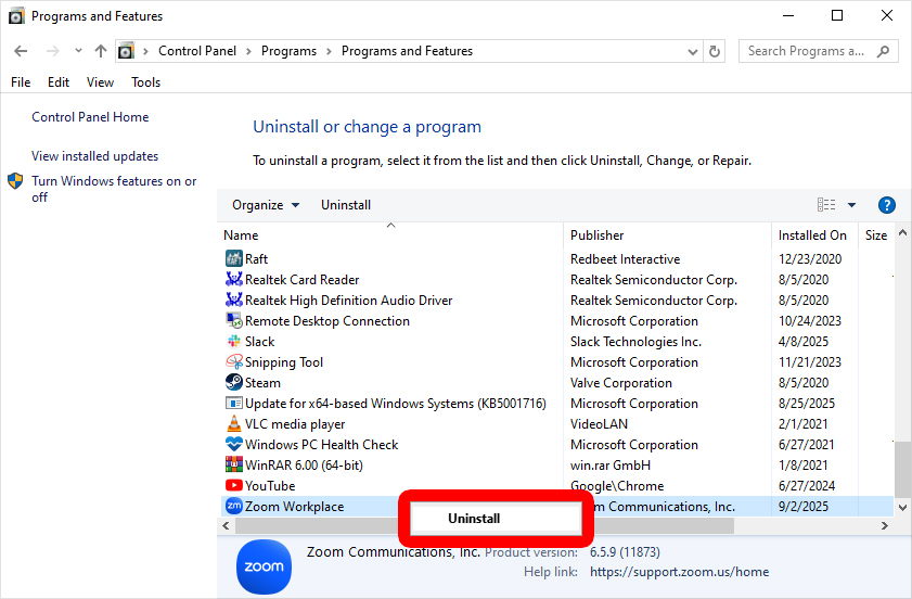 How to Uninstall Apps from Control Panel