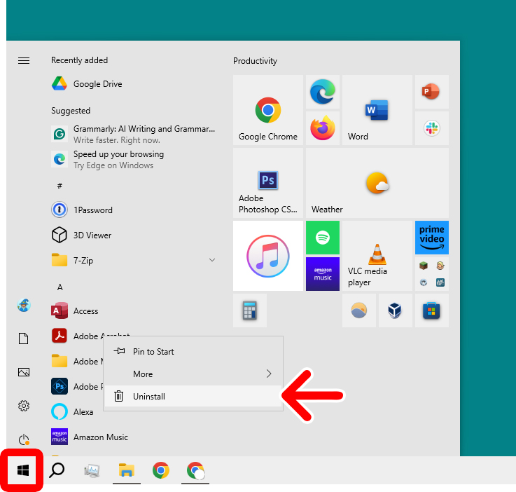 How to Uninstall Apps from the Start Menu