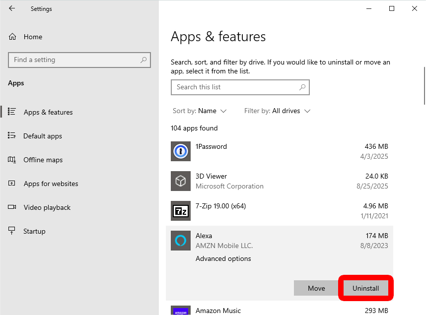 How to Uninstall Apps from Settings