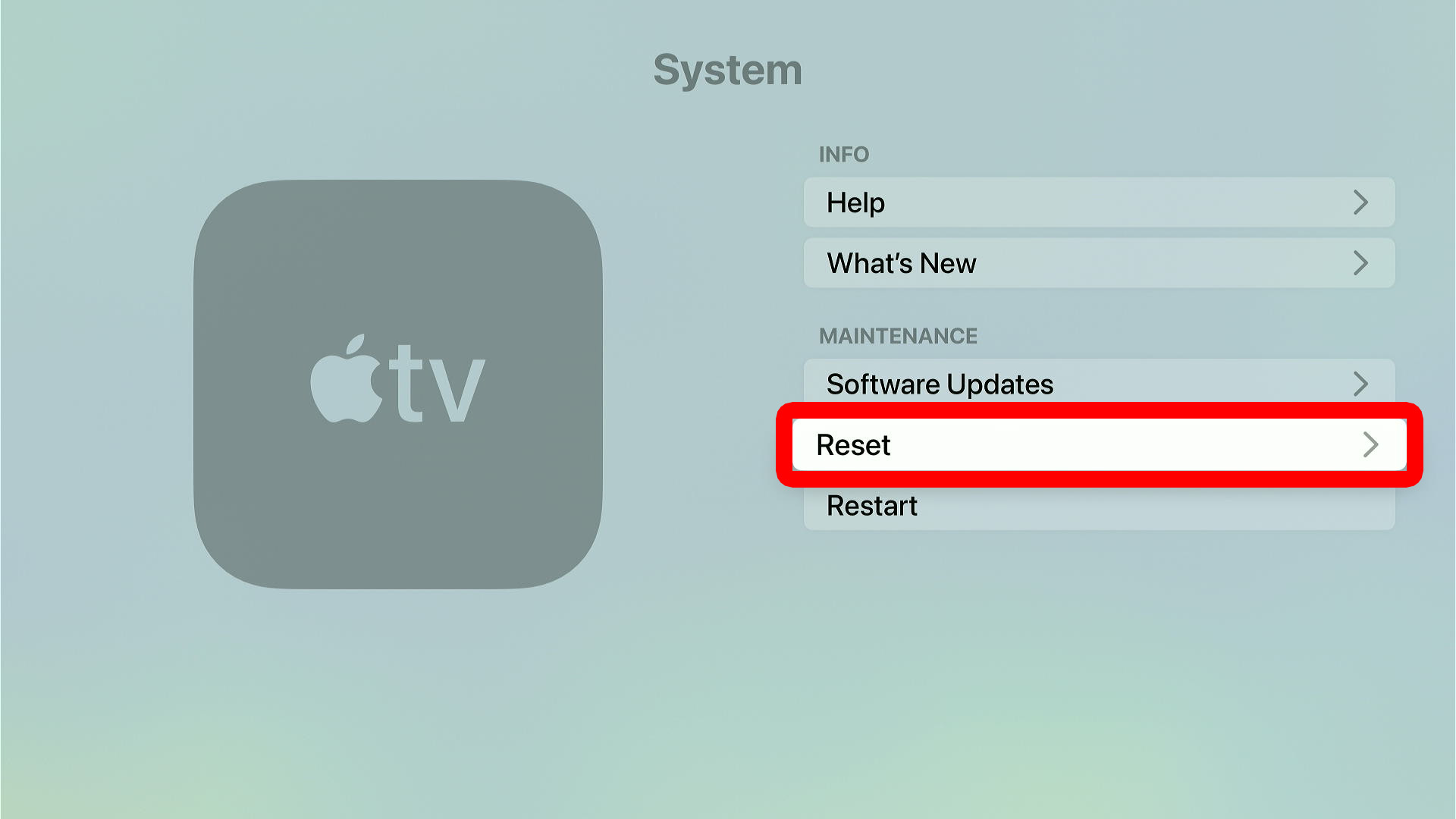 How to Reset Apple TV in Settings