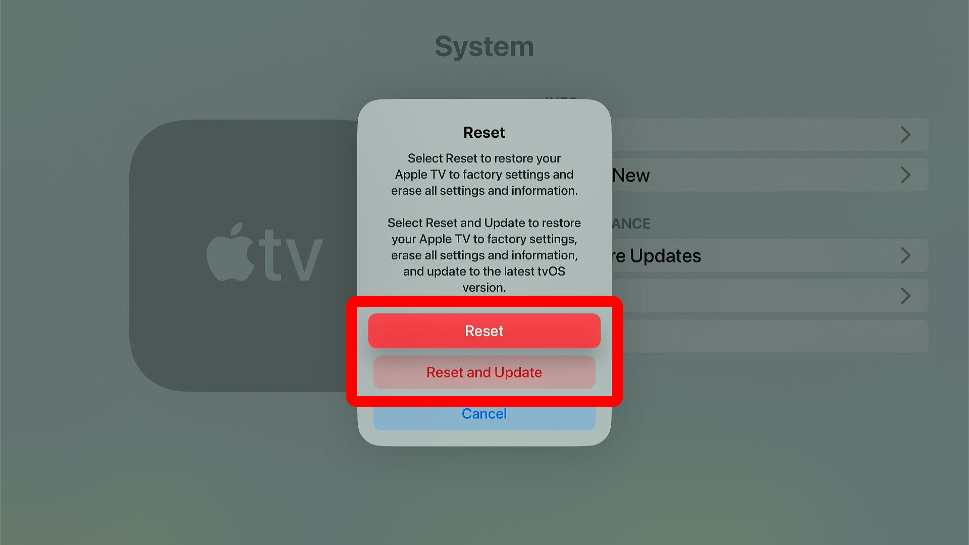 How to Reset Apple TV in Settings