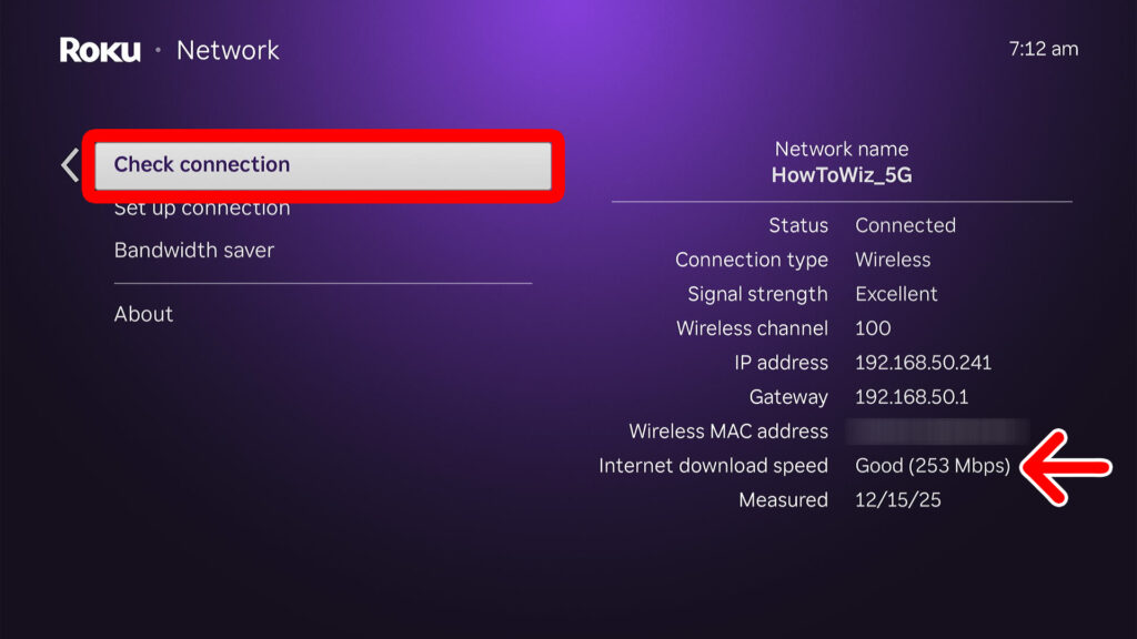 how to check wifi on slow Roku